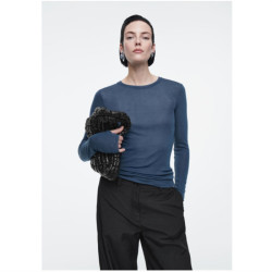 原單折釦女裝 修身版型長袖指孔羊毛打底衫薄內搭上衣0989043031