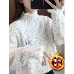 套頭毛衣女秋冬季初中高中學生14嵗13大童12加絨加厚15針織打底衫