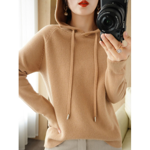 衛衣女士連帽針織衫毛衣秋冬2025新爆款牛油果綠色帶帽上衣打底衫