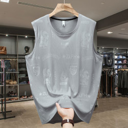 300斤夏季冰絲背心男加肥加大碼寬松無袖T恤跑步健身速乾坎肩短袖