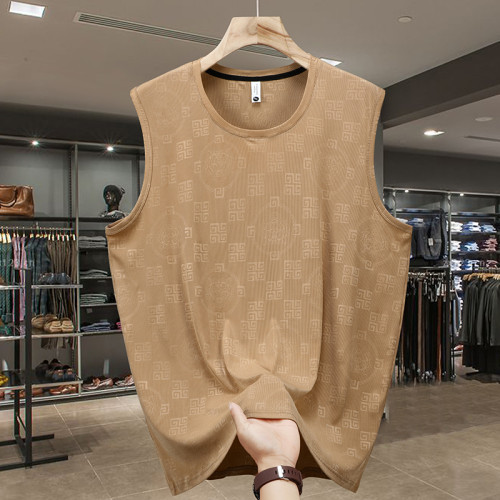 300斤夏季冰絲背心男加肥加大碼寬松無袖T恤跑步健身速乾坎肩短袖