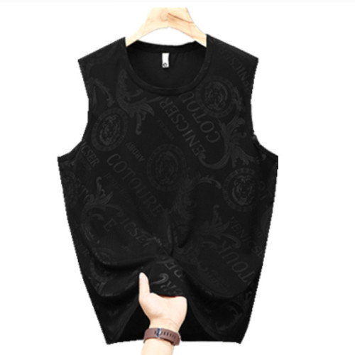 300斤夏季冰絲背心男加肥加大碼寬松無袖T恤跑步健身速乾坎肩短袖