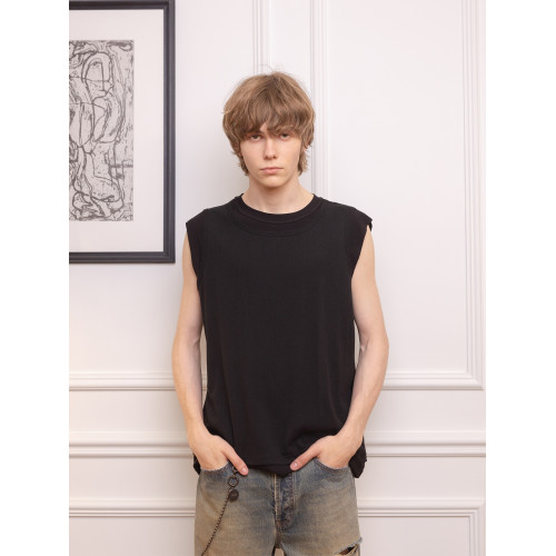 ROOLRREN 2024SS 街頭假兩件純棉打底坎肩背心