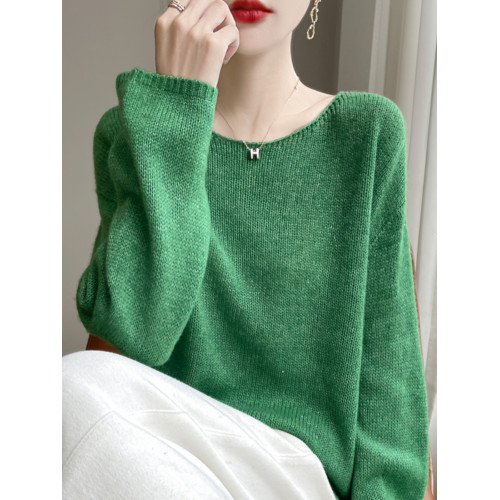 2024秋冬新款桑蠶絲加山羊絨衫女一字領毛衣女慵懶純色針織打底衫