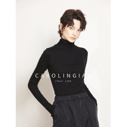 Carolingian奧地利蘭精天絲羊毛！柔糯高領修身打底衫上衣女