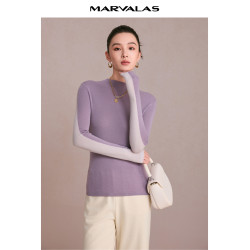 曼德詩半高圓領針織衫女2025冬季新款雙面穿羊毛衫柔軟打底衫上衣