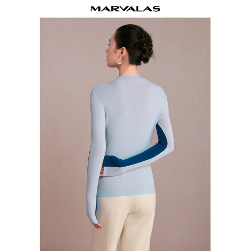 曼德詩半高圓領針織衫女2025冬季新款雙面穿羊毛衫柔軟打底衫上衣