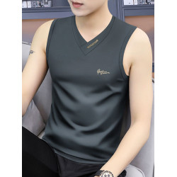 男款潮流莫代爾背心春夏修身運動跨欄外穿無袖T恤V領打底汗衫潮牌