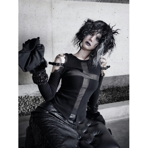 血液供給原創◆蛇瞳之影 加厚羊絨兩穿高領圍脖打底衫內搭上衣女