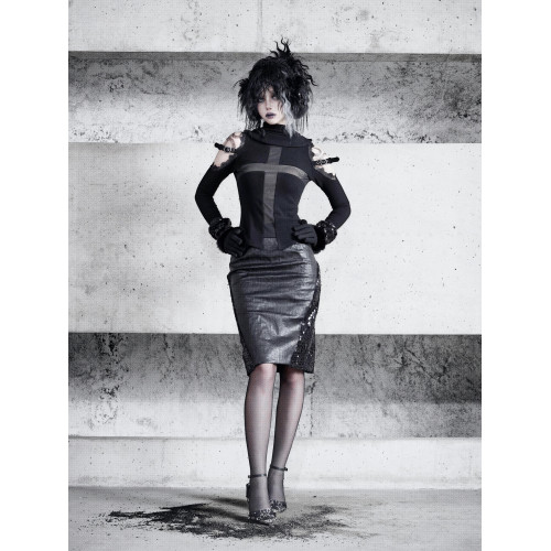 血液供給原創◆蛇瞳之影 加厚羊絨兩穿高領圍脖打底衫內搭上衣女