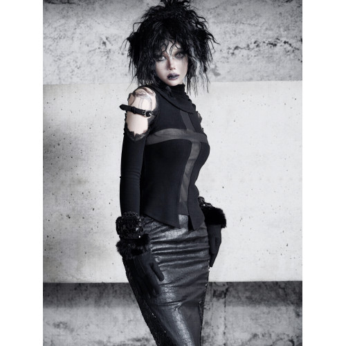 血液供給原創◆蛇瞳之影 加厚羊絨兩穿高領圍脖打底衫內搭上衣女