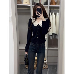 法式復古娃娃領泡泡袖上衣女小衆設計感春季新款內搭打底衫高級感