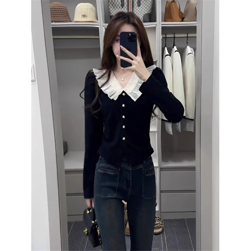 法式復古娃娃領泡泡袖上衣女小衆設計感春季新款內搭打底衫高級感