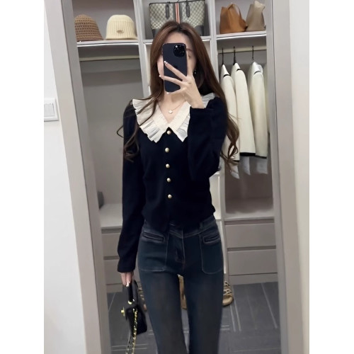 法式復古娃娃領泡泡袖上衣女小衆設計感春季新款內搭打底衫高級感