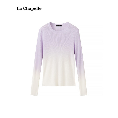 拉夏貝爾/La Chapelle修身顯瘦漸變色薄款針織衫女夏季打底衫上衣