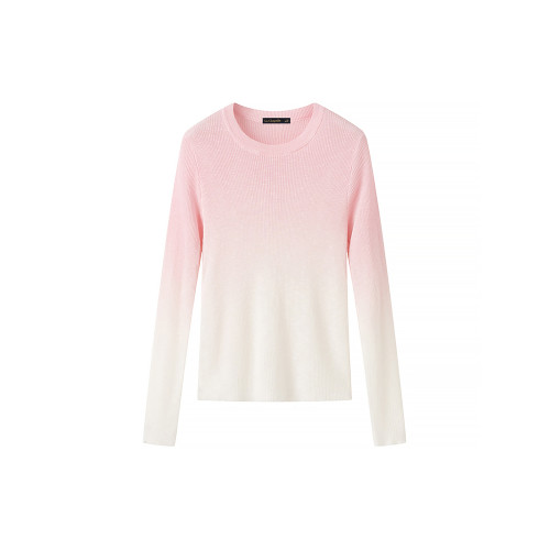 拉夏貝爾/La Chapelle修身顯瘦漸變色薄款針織衫女夏季打底衫上衣