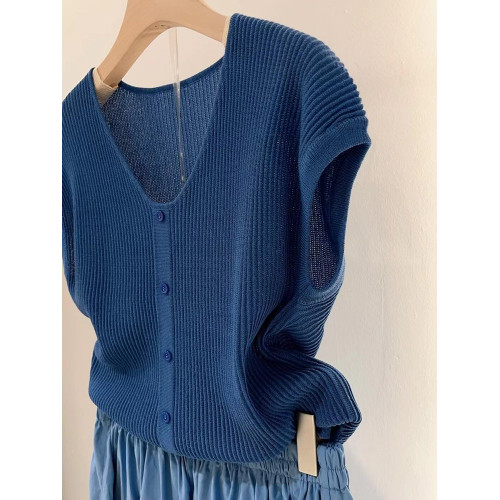 韓系藍色軟糯親膚飛飛袖針織衫女2025新款春秋大碼V領內搭打底衫