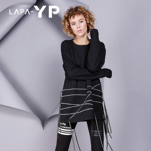 納帕佳La paY－P 冬圓領簡約多織帶下擺小衫休閒上衣短裙打底衫女