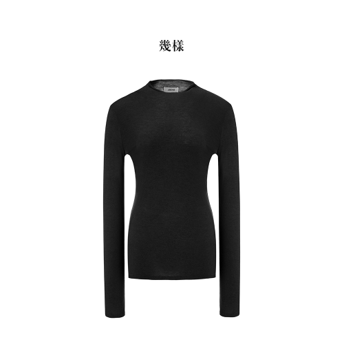 幾樣GEIJOENG日本彈力針織卷邊半高領修身針織打底衫J24AT3337