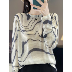 2025春秋新款純色百搭休閒寬松針織長袖打底衫女大碼女裝薄款上衣