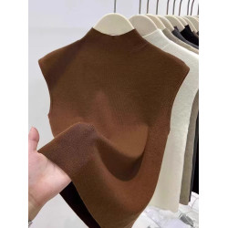 2025新款韓版修身顯瘦半高領針織衫女內搭打底衫無袖背心上衣外穿