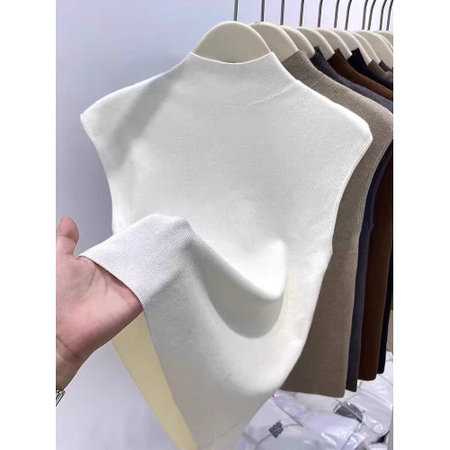 2025新款韓版修身顯瘦半高領針織衫女內搭打底衫無袖背心上衣外穿