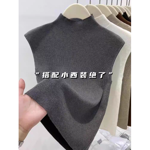 2025新款韓版修身顯瘦半高領針織衫女內搭打底衫無袖背心上衣外穿