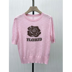 良月●2025春季新品 短袖針織衫女寬松薄款提花打底衫上衣1135