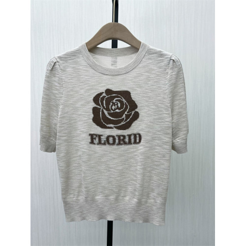 良月●2025春季新品 短袖針織衫女寬松薄款提花打底衫上衣1135