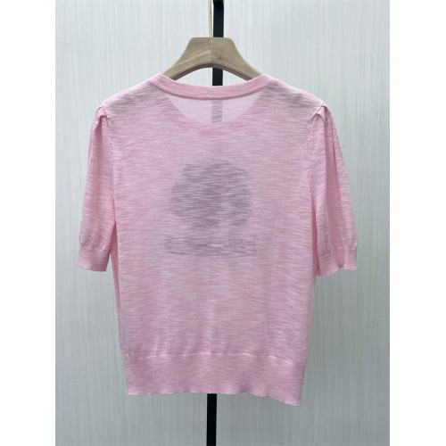 良月●2025春季新品 短袖針織衫女寬松薄款提花打底衫上衣1135