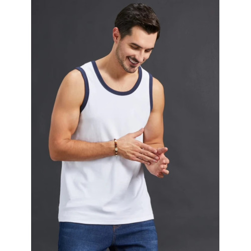 100%棉跑步夏季百搭純棉跨欄背心坎肩T恤運動健身寬松打底汗衫男