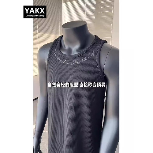 高級黑色重磅刺綉背心男士夏季2025新款痞帥運動健身坎肩汗衫男款