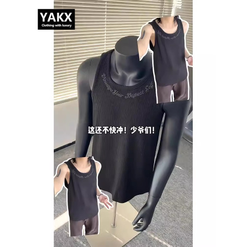 高級黑色重磅刺綉背心男士夏季2025新款痞帥運動健身坎肩汗衫男款