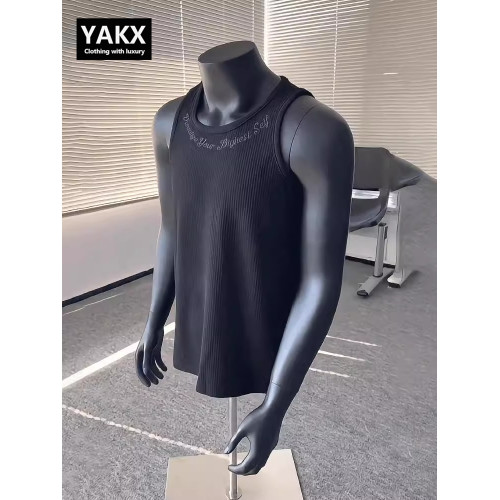 高級黑色重磅刺綉背心男士夏季2025新款痞帥運動健身坎肩汗衫男款