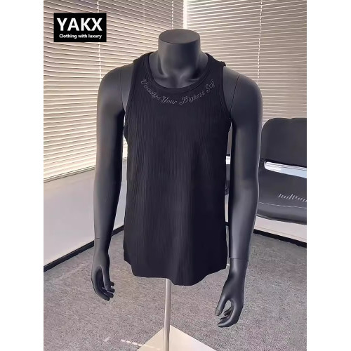 高級黑色重磅刺綉背心男士夏季2025新款痞帥運動健身坎肩汗衫男款