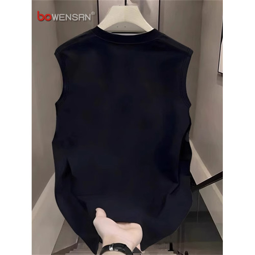 潮牌美式背心男士無袖t恤2025新款夏季純棉運動休閒坎肩上衣男款