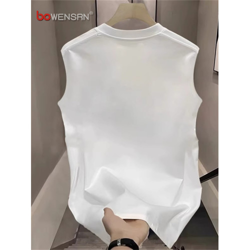 潮牌美式背心男士無袖t恤2025新款夏季純棉運動休閒坎肩上衣男款