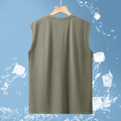 350斤大碼冰絲無袖t恤背心男夏季新款寬松運動健身加肥加大坎肩潮