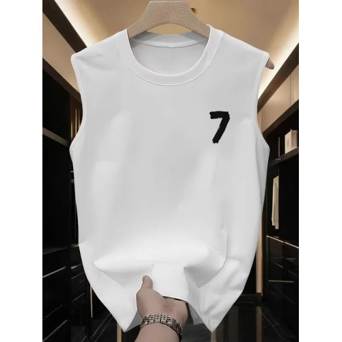 倉石一樹潮牌數字7美式休閒背心男士夏季寬松純棉健身男生無袖T恤