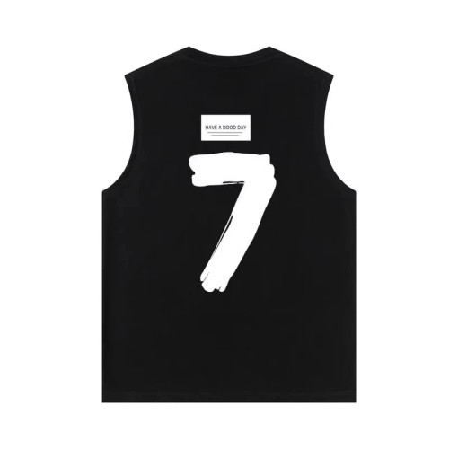 倉石一樹潮牌數字7美式休閒背心男士夏季寬松純棉健身男生無袖T恤