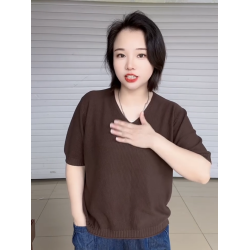 夏季高級感V領短袖針織衫女大碼胖mm寬松打底衫基礎款套頭上衣潮