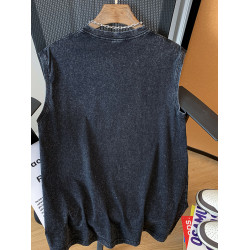 JIAF夏季休閒百搭寬松無袖背心做舊純棉T恤痞帥氣青少年運動上衣