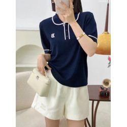 O歐洲站2025春夏新款翻領針織衫女修身顯瘦洋氣百搭打底衫上衣