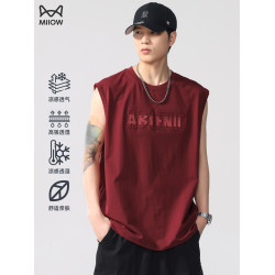 貓人美式背心男士夏季薄款潮流寬松無袖冰絲透氣運動休閒坎肩T恤
