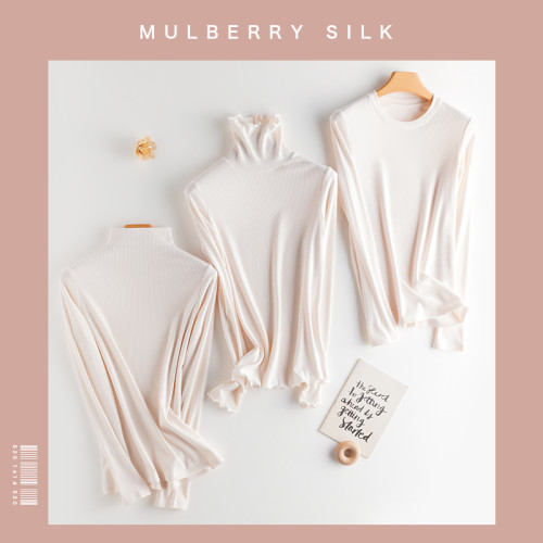 超好穿 桑蠶絲自髮熱加絨打底衫秋冬新款 修身純色百搭顯瘦