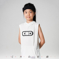 CHD青年兒童 連帽背心美式橄欖球夏季速乾無袖休閒運動坎肩冰絲男