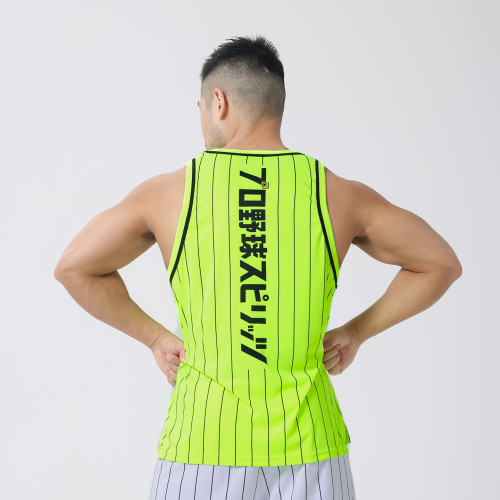 hansbenny條紋棒球男背心印花休閒運動健身籃球原創夏季潮款百搭