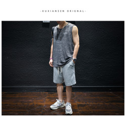 夏季速乾冰絲無袖背心男寬松坎肩運動健身寬肩舒適透氣t恤潮薄款