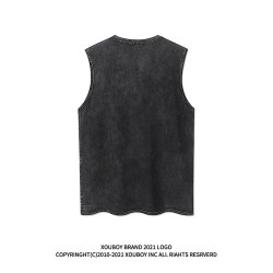 歐美hiphop炸街暗黑水洗人像籃球坎肩背心男潮牌街頭寬松無袖T恤