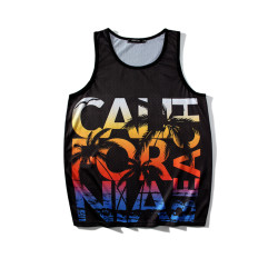 夏季薄款冰絲汗背心男士女休閒印花字母運動健身坎肩旅遊度假無袖